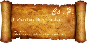 Csócsics Henrietta névjegykártya